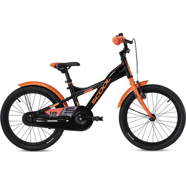 S'COOL XXLITE Alu 1 Speed 18" Kids Bike Black/Orange 0